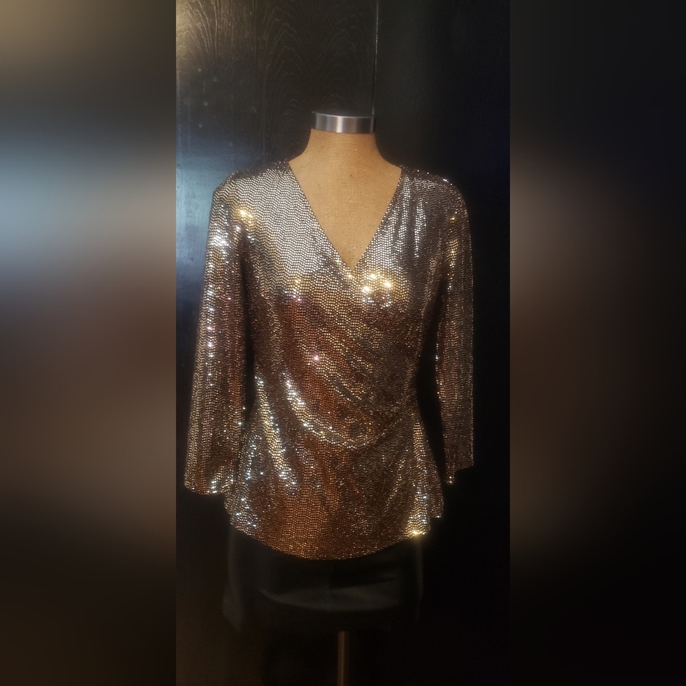 Anne Klein Metallic Sequin Blouse
